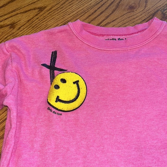 Girls Do Too Girl’s Pink Smiley Sweatshirt Size M - Picture 2 of 5